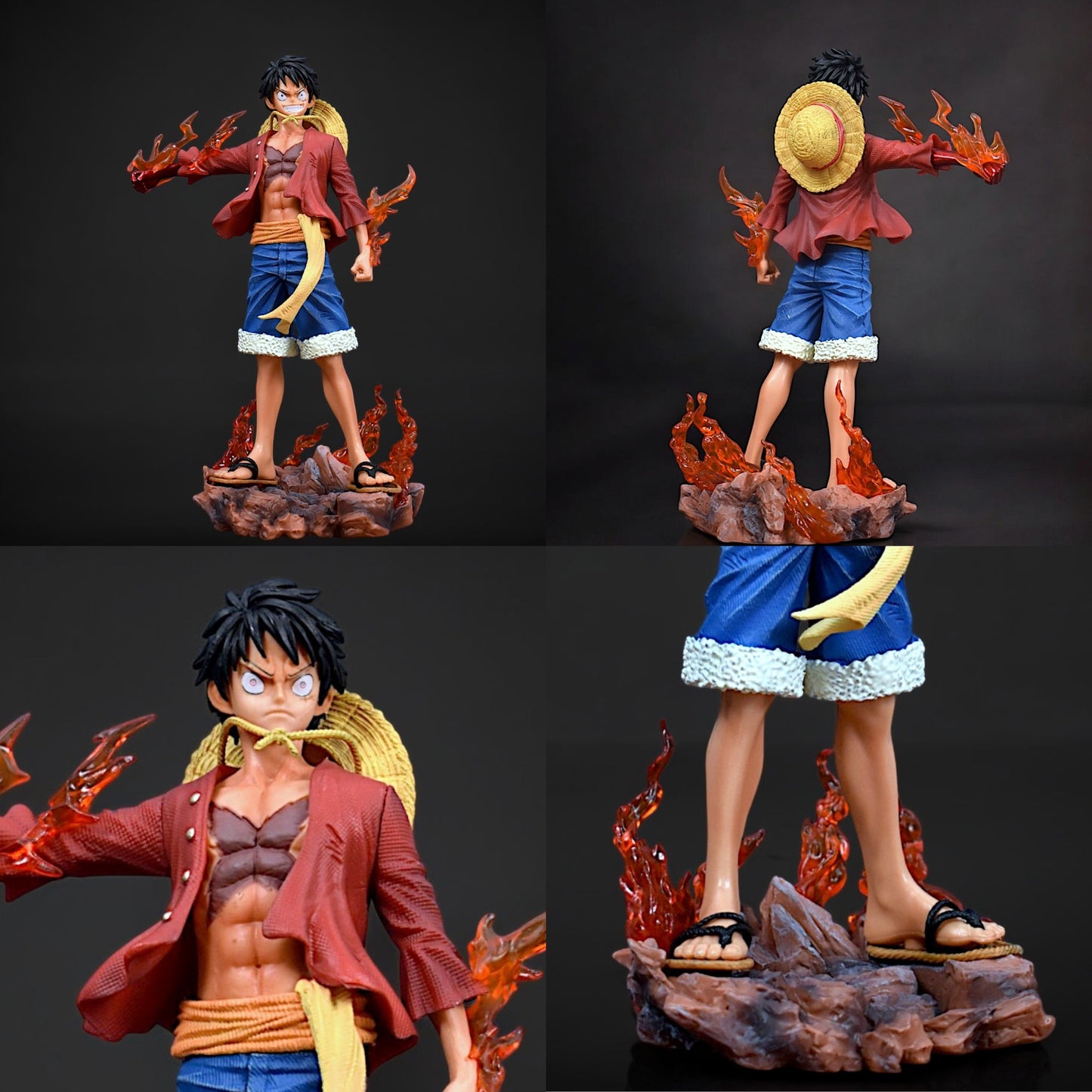 Luffy Flame Standing Action Figure With Dual Face 26 cm Height - One Piece