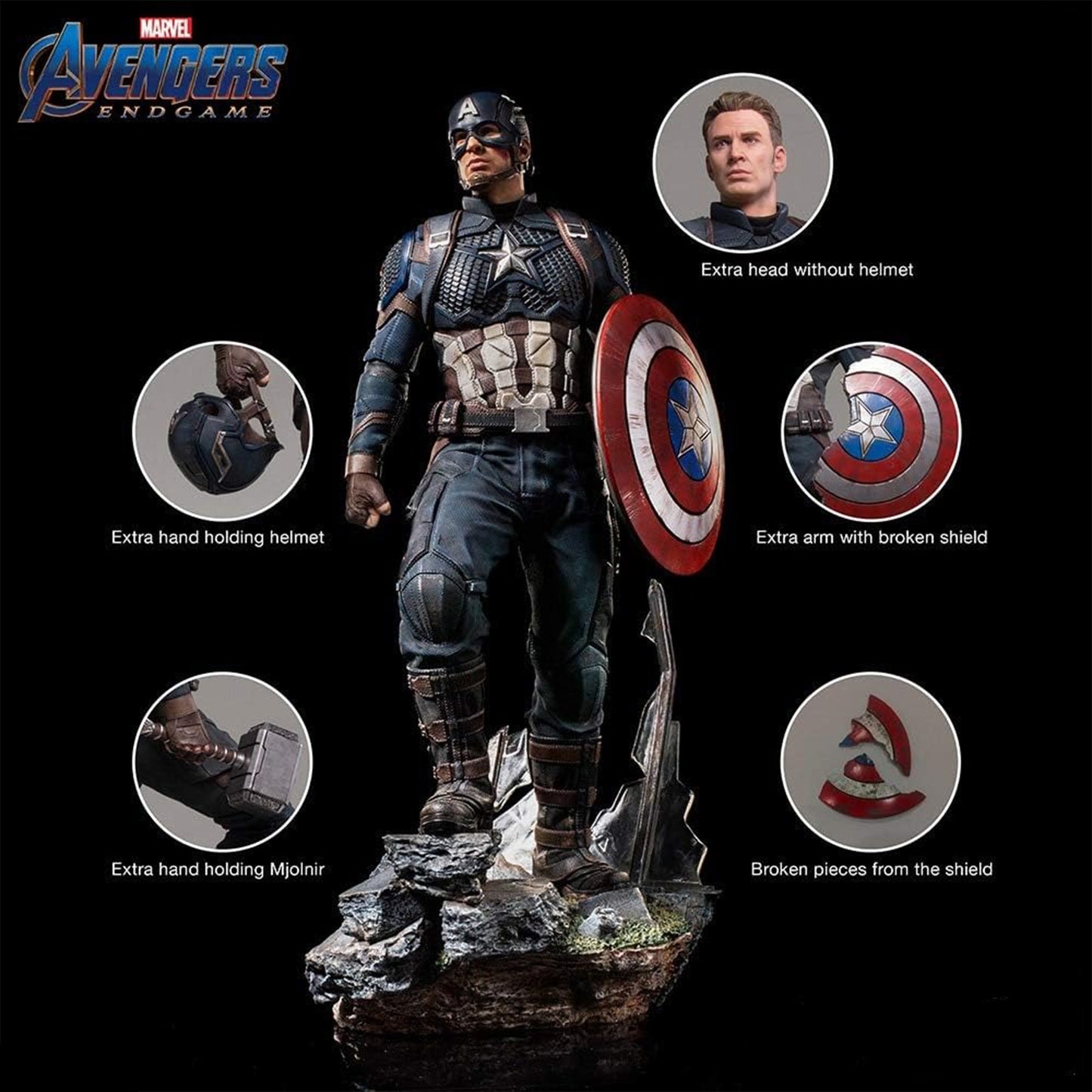 Captain America Action Figure (Extra Hand, Extra Shield, Extra Head) 45 cm - Marvel