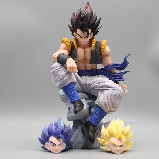 Gogeta Iconic Sitting With 3 Relplaceable Heads 25cm Action Figure - Dragon Ball Z