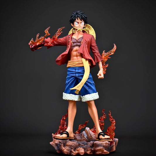 Luffy Flame Standing Action Figure With Dual Face 26 cm Height - One Piece