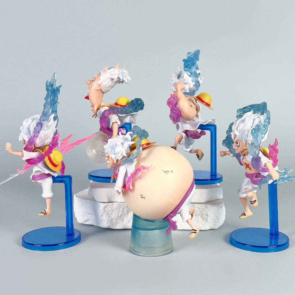Luffy Gear 5 Reaction Action Figure Set of 5 Pcs - One Piece
