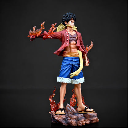 Luffy Flame Standing Action Figure With Dual Face 26 cm Height - One Piece