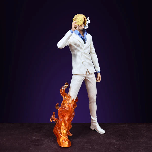 White Sanji Standing Action Figure With Fire In One Leg (32 Cm Height) – One Piece