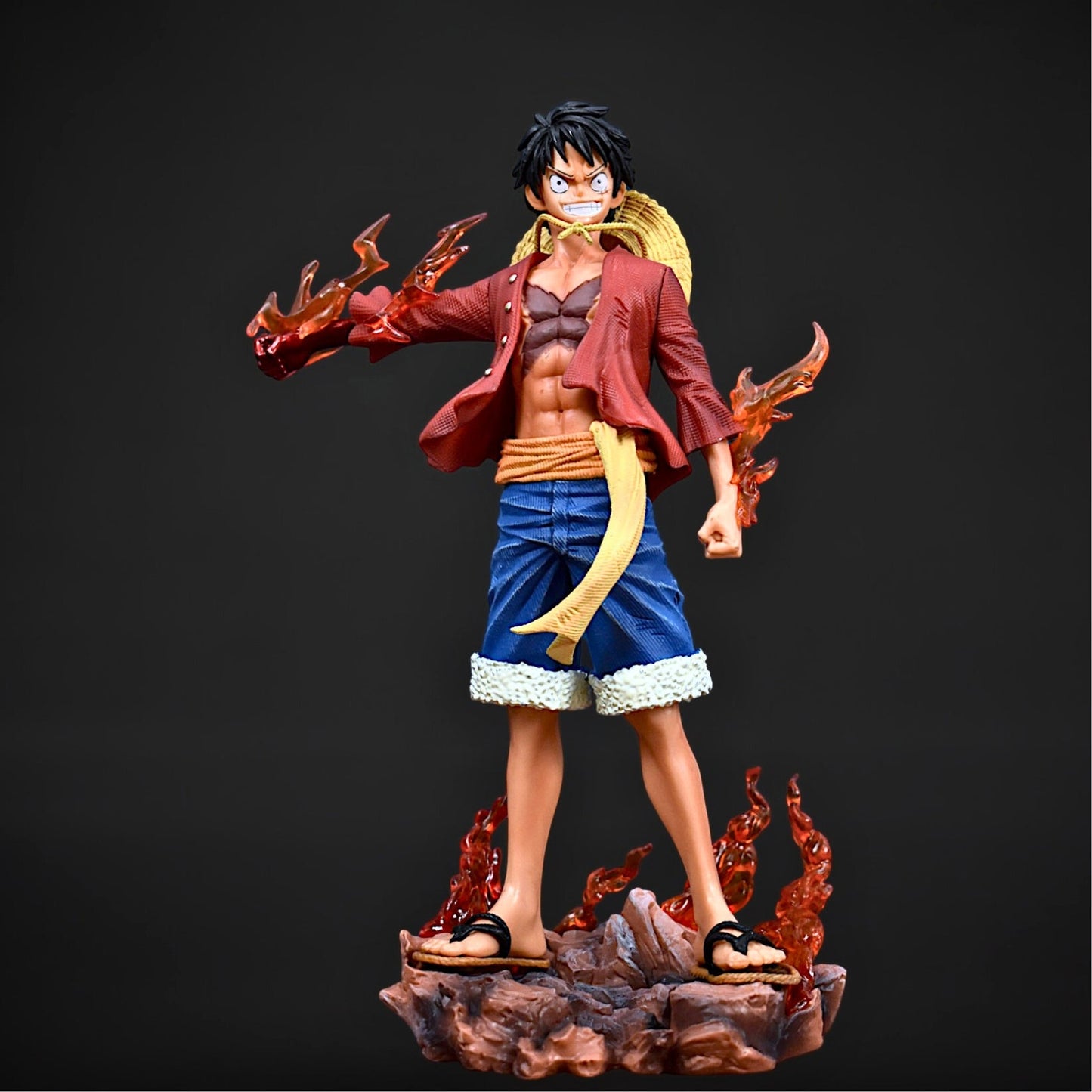 Luffy Flame Standing Action Figure With Dual Face 26 cm Height - One Piece