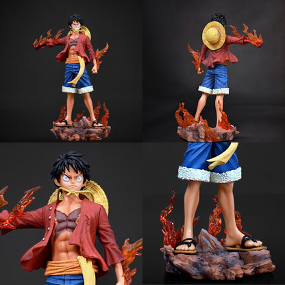 Luffy Flame Standing Action Figure With Dual Face 26 cm Height - One Piece