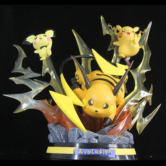 Bandai Pokemon Pichu Pikachu Raichu Evolution 26cm Figure
